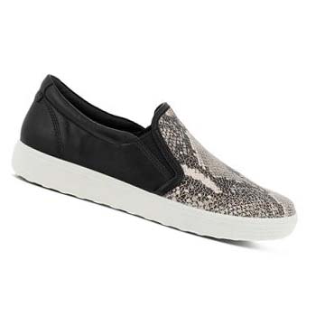 Women's Ecco Soft 7 Street Slip On Casual Shoes Black / Grey | Canada 79SGL